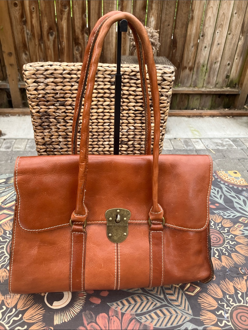 Patricia Nash Brown Cognac Vienna Satchel